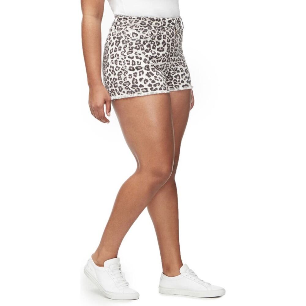 GOOD AMERICAN The Cut-Off Cheetah Print Shorts